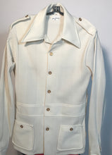 Gino Barozzi Men's Polyester 1970s Cream Button Down Shirt Size Medium RENTAL
