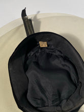 1940s Rare Black Vintage Velvet Vinyl Cartwheel Hat Size 22.5