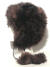 Vintage 1960s - 1970s Italian Lambswool Sheepskin Pom Pom Hat Dyed Dark Brown