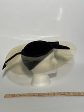 1940s Rare Black Vintage Velvet Vinyl Cartwheel Hat Size 22.5