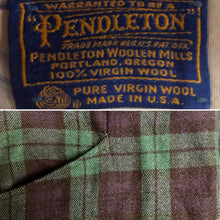 Vintage Men's Pendleton Wool Navy & Green Plaid Pants 35" x 31"