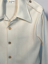 Gino Barozzi Men's Polyester 1970s Cream Button Down Shirt Size Medium RENTAL