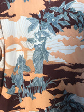 1970s Brown Blue Goddess Men's Disco Shirt Size Large