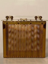 1950s Dorset Rex Square Box Metal Lace Lucite Confetti Glitter Purse Wedding Bag
