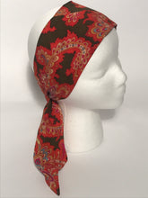 Vintage Orange Paisley Long Floral Head Scarf