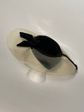 1940s Rare Black Vintage Velvet Vinyl Cartwheel Hat Size 22.5