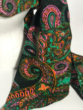 1970s Vintage Long Multicolored Paisley Head Scarf