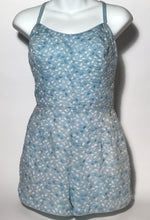 1950s Embroidered Blue & White Bathing Suit From Tiki Of Beverly Hills