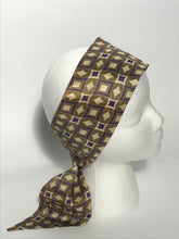 Vintage Green Purple Abstract Long Floral Head Scarf