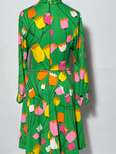 Early 1970s Turtleneck Tulip Floral Dress By PLW