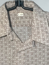 1970s Brown Patterned Men's Disco Shirt Button Down Size Large