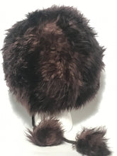 Vintage 1960s - 1970s Italian Lambswool Sheepskin Pom Pom Hat Dyed Dark Brown