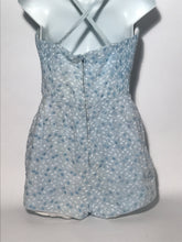 1950s Embroidered Blue & White Bathing Suit From Tiki Of Beverly Hills