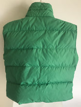 Late 1970s Teen XL Green Roffe Down Striped Snap Button Up Ski Vest