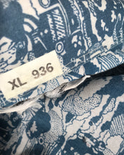 Vintage 1970s Blue Pop Art Men's Disco Shirt Extra Large RENTAL XL936