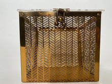 1950s Dorset Rex Square Box Metal Lace Lucite Confetti Glitter Purse Wedding Bag