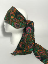 1970s Vintage Long Multicolored Paisley Head Scarf