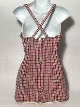 1950s Jantzen Red Pink Black Plaid Full Bathing Suit Made in USA