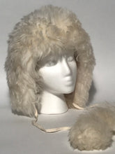 Vintage 1960s - 1970s Natural Italian Sheepskin Lambswool Sheared  Pom Pom Hat