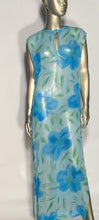 Vintage 1970s Blue Floral Shear Overlay Resort Coverup