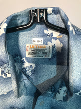 Men's Ultima Baby Blue Floral 1970s Disco Shirt Size Medium RENTAL