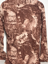 Brown 1970s Vintage Men's Disco Shirt Size Large