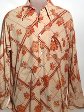 Orange Floral Men's Disco Shirt Size Double Extra Large Disco