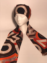 1970s Long Vintage LOVE Patterned Head & Neck Scarf