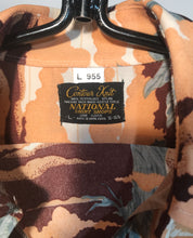 1970s Brown Blue Goddess Men's Disco Shirt Size Large