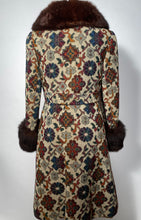 Midbrooke 60s Tapestry Coat Mod Colorful Pattern Double Breasted Belted Back XS