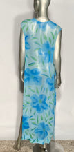 Vintage 1970s Blue Floral Shear Overlay Resort Coverup