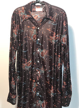1970s Brown Moon & Star Mens Disco Shirt Size Large RENTAL L