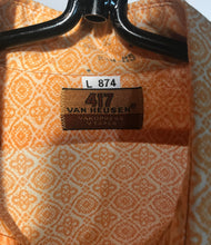Van Heusen 417 1970s Orange Paisley Men's Disco Shirt Size RENTAL Large