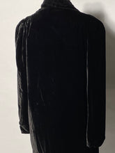 1940s Black Silk Velvet Evening Jacket Plush Perforated Design Lapel