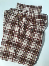 Unisex Brown Plaid Vintage Seersucker Pants 35" x 27"