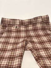 Unisex Brown Plaid Vintage Seersucker Pants 35" x 27"