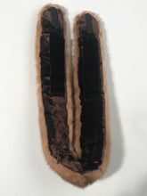 Brown Mink Fur Velvet Lined Neck Scarf Wrap Clamp Closures